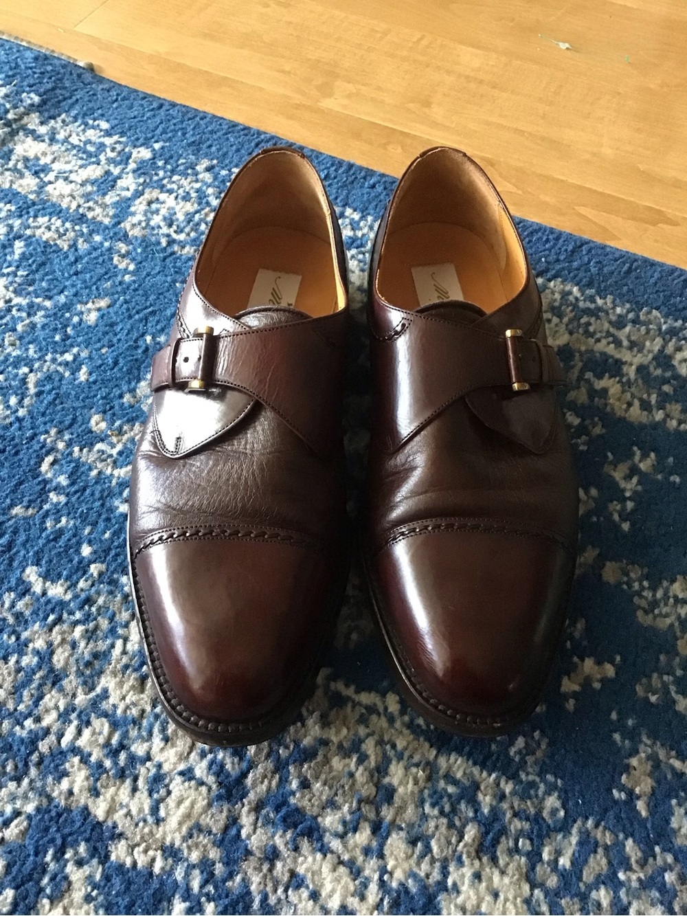 Mezlan Brown Leather Single Monk Strap Dress Shoes